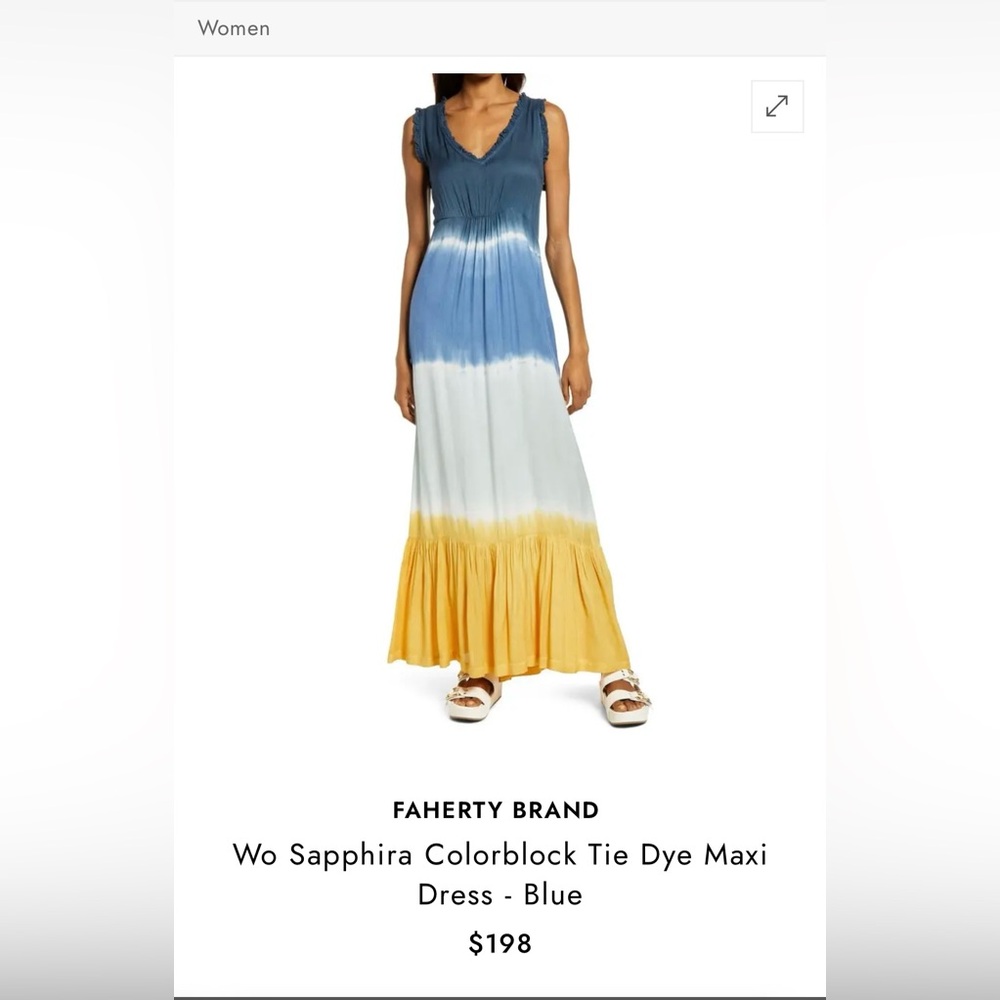 Faherty Sapphira Colorblock Tie Dye Maxi Dress